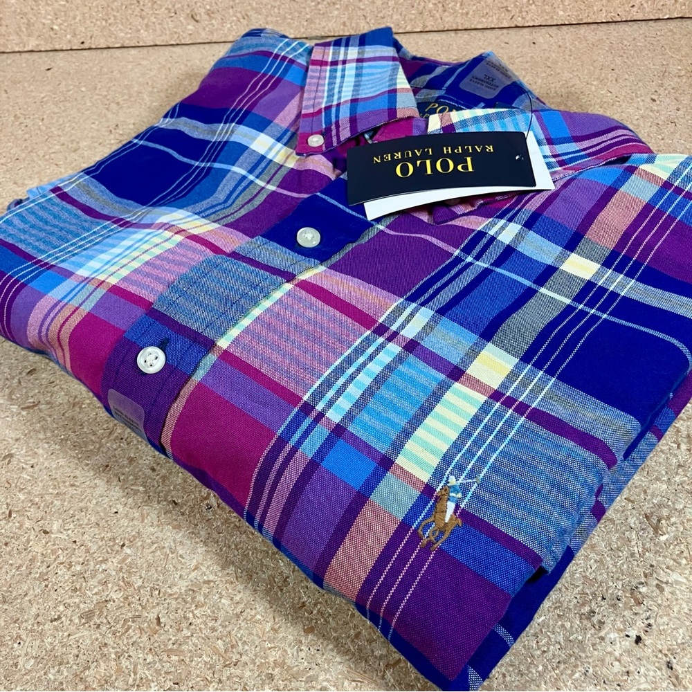 NWT $125 Polo Ralph Lauren Classic Fit Plaid Oxford Shirt Pony Logo XXL Multi LS